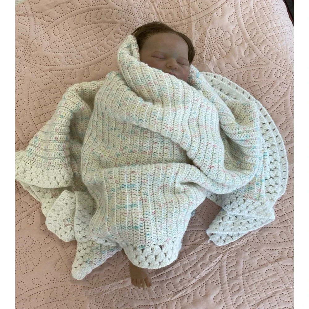 Vintage Infant Baby‎ Afghan Blanket Handmade Swaddle Wrap Keepsake Heirloom Gift